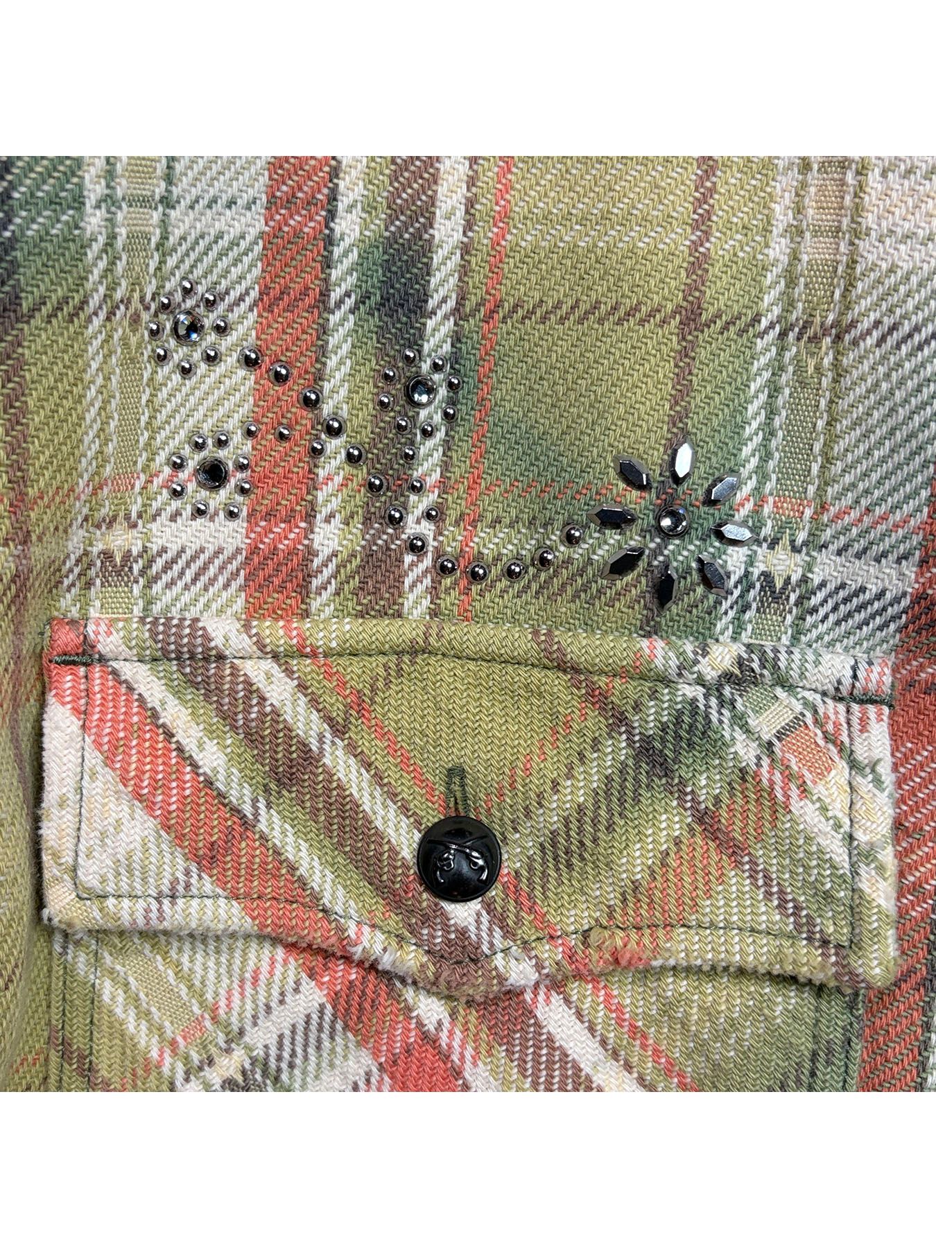 【予約品 3月9日(月) 18:00 締切】STUDS CHECK SH / スタッズ チェックシャツ / グリーン