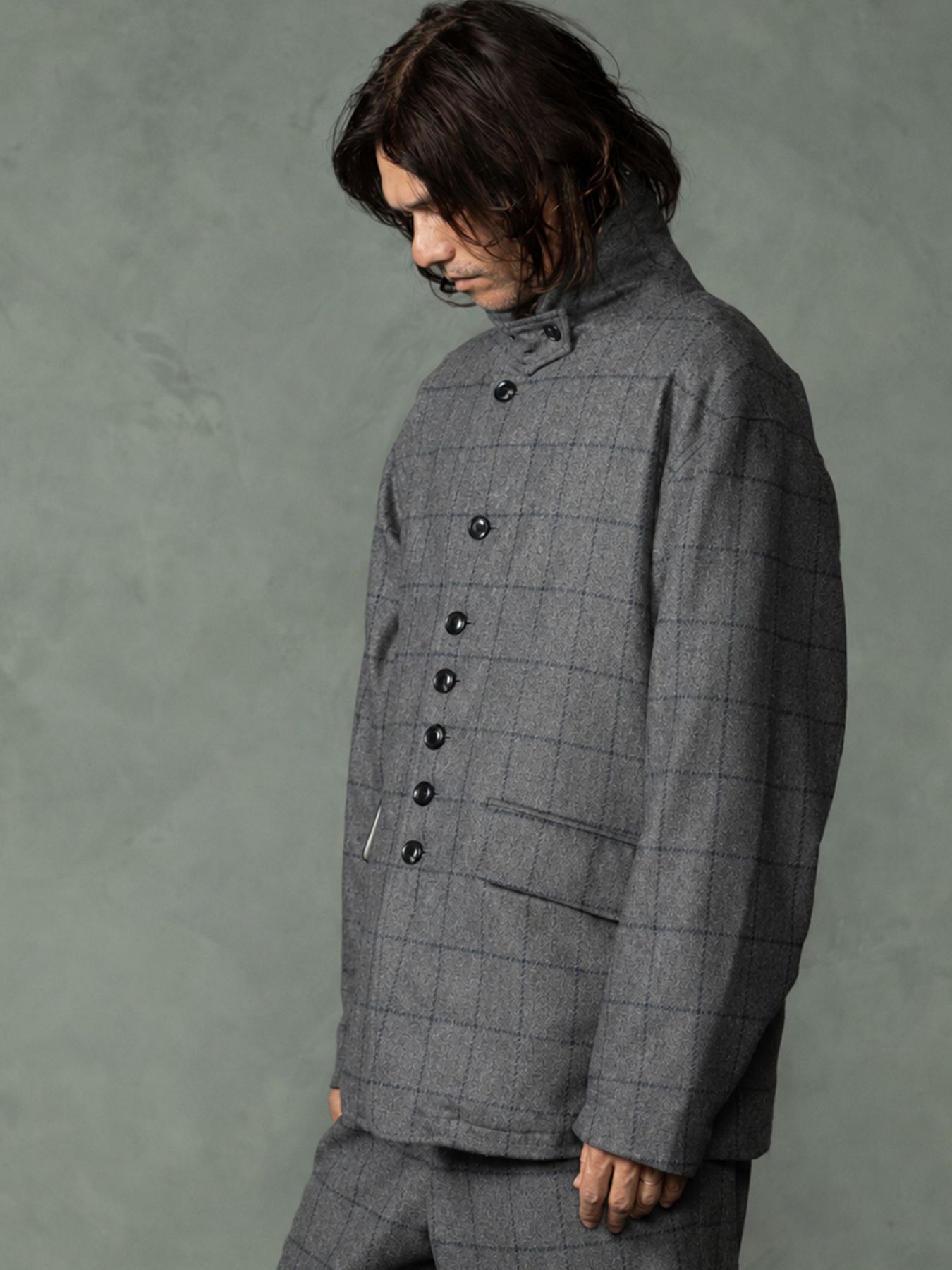 【予約品 7月5日(日) 締切】PEAK-JACKET windowpane / ウィンドーペイン ウールジャケット / グレーチェック
