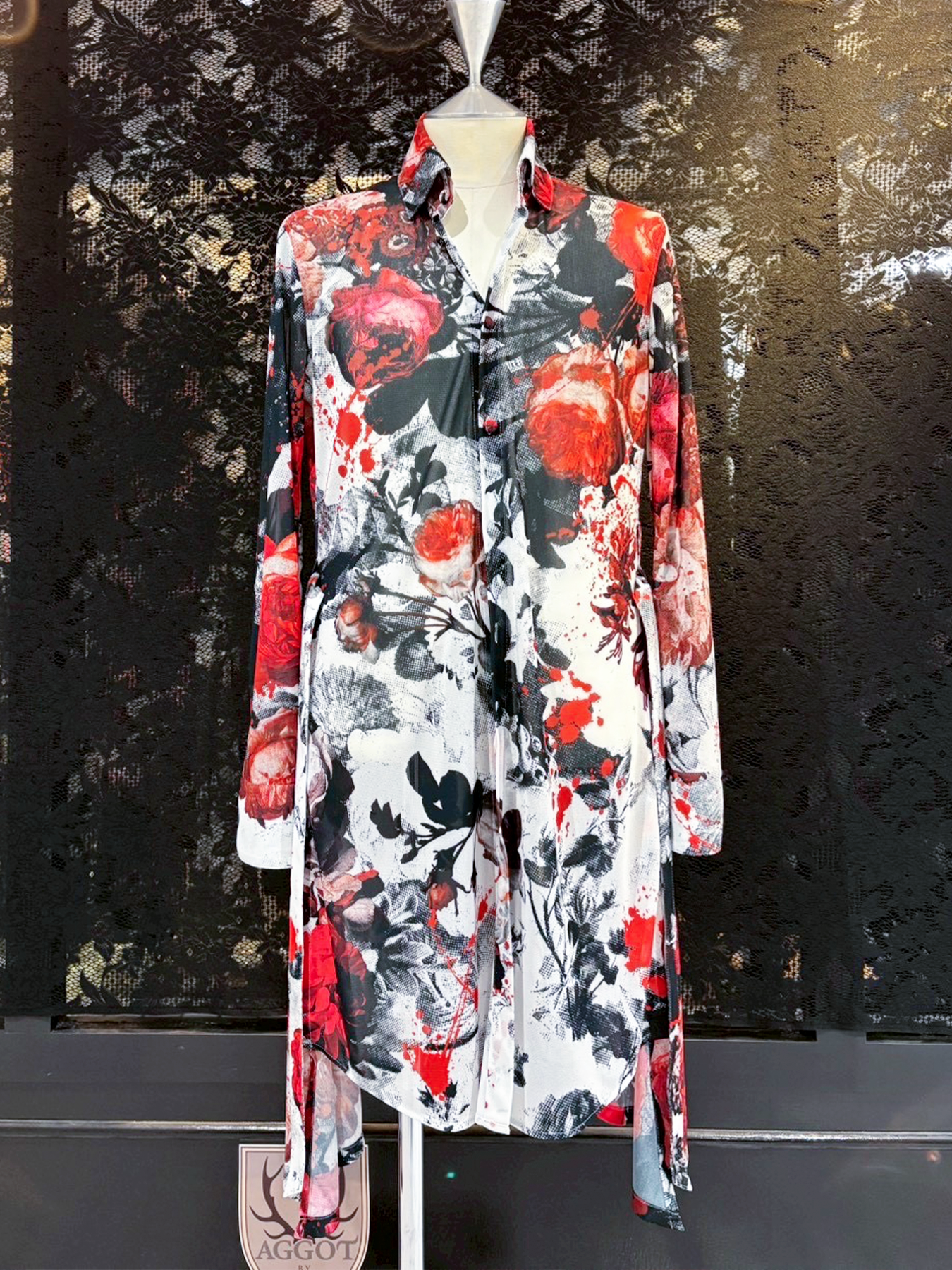 【予約品 1月4日(日) 締切】Flare Shirt / フレアシャツ / ブラックフローラ