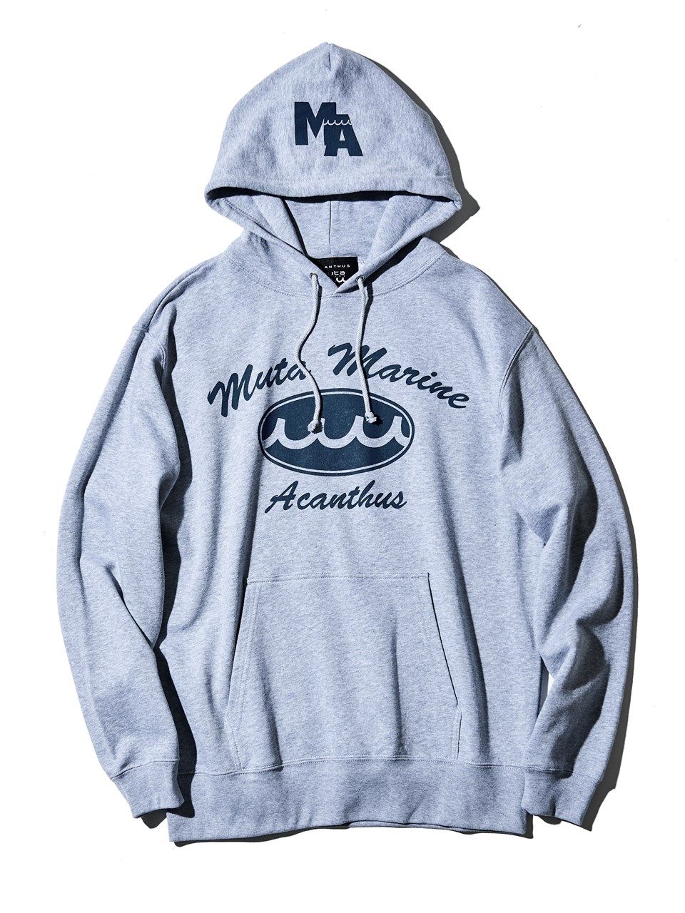 (予約品2023年10月19日18時締め) muta Script Logo Hooded Sweatshirts / フードスウェット / グレー 【Acanthus×muta】