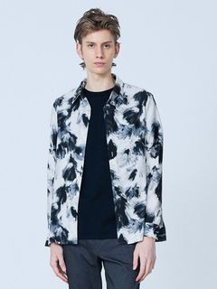 【フラワー柄】長袖 プリント ストレッチシャツ