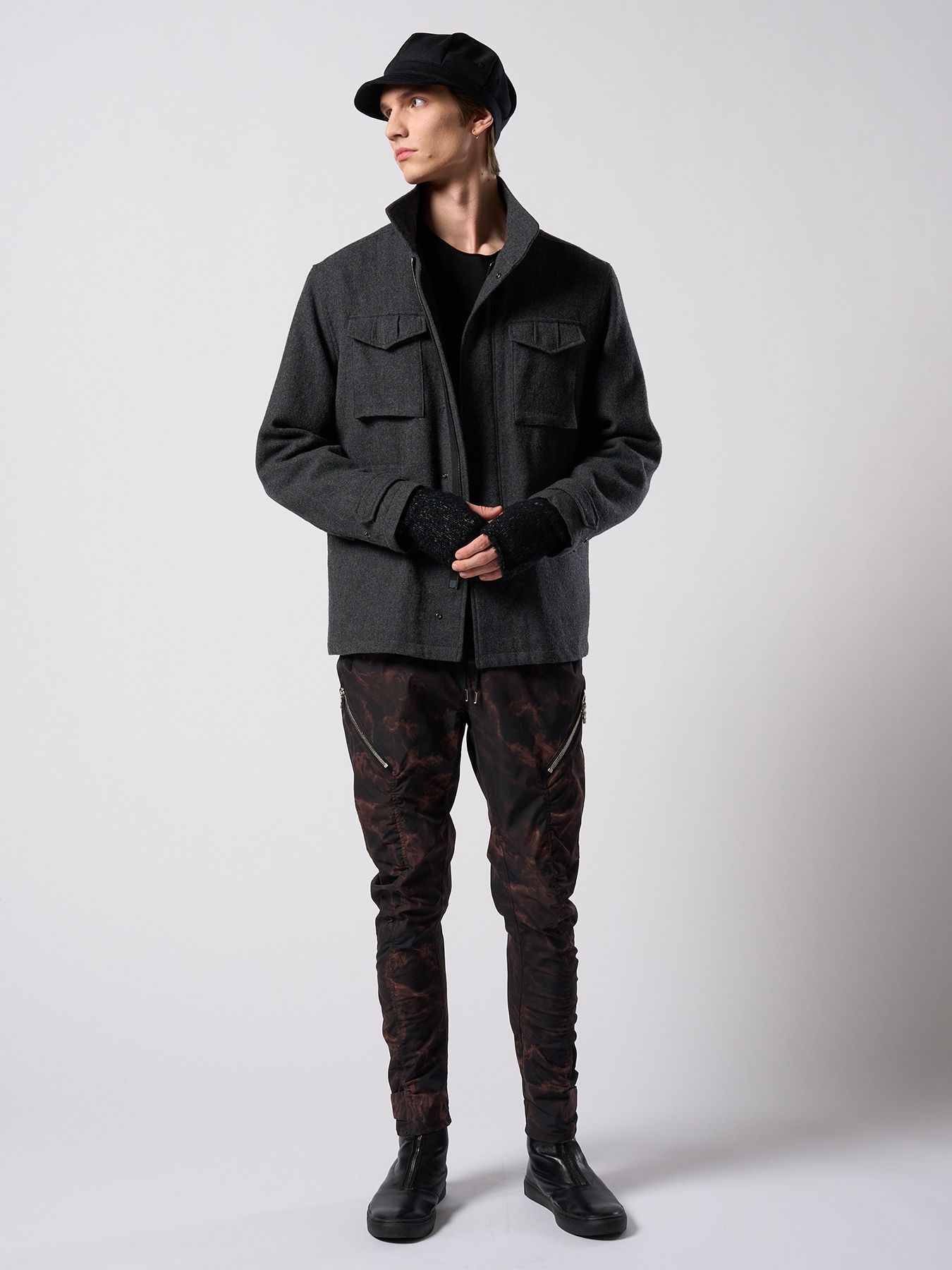 【予約品 4月19日(日) 18時締切】venetian stripe engineer cap / ヴェネツィアン ストライプ エンジニアキャップ / ブラック