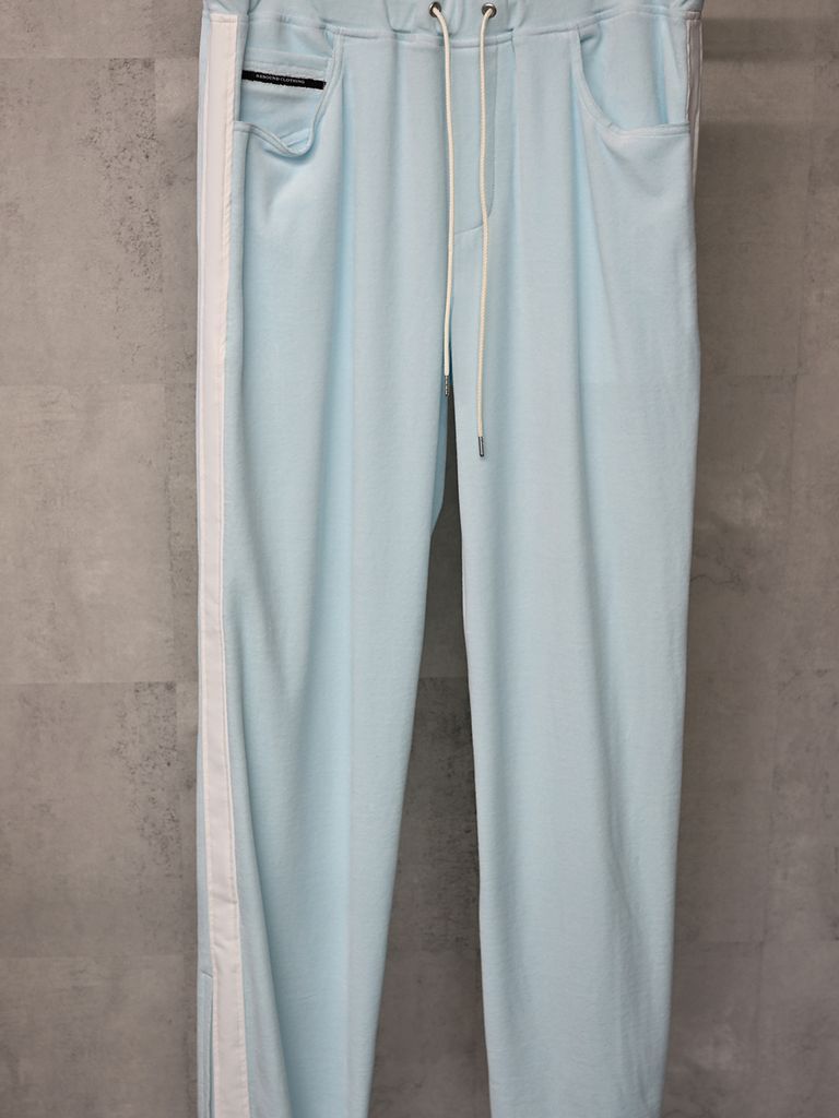 《予約品》 VELOUR SEMI WIDE PT  / ベロアラインワイドパンツ / サックス