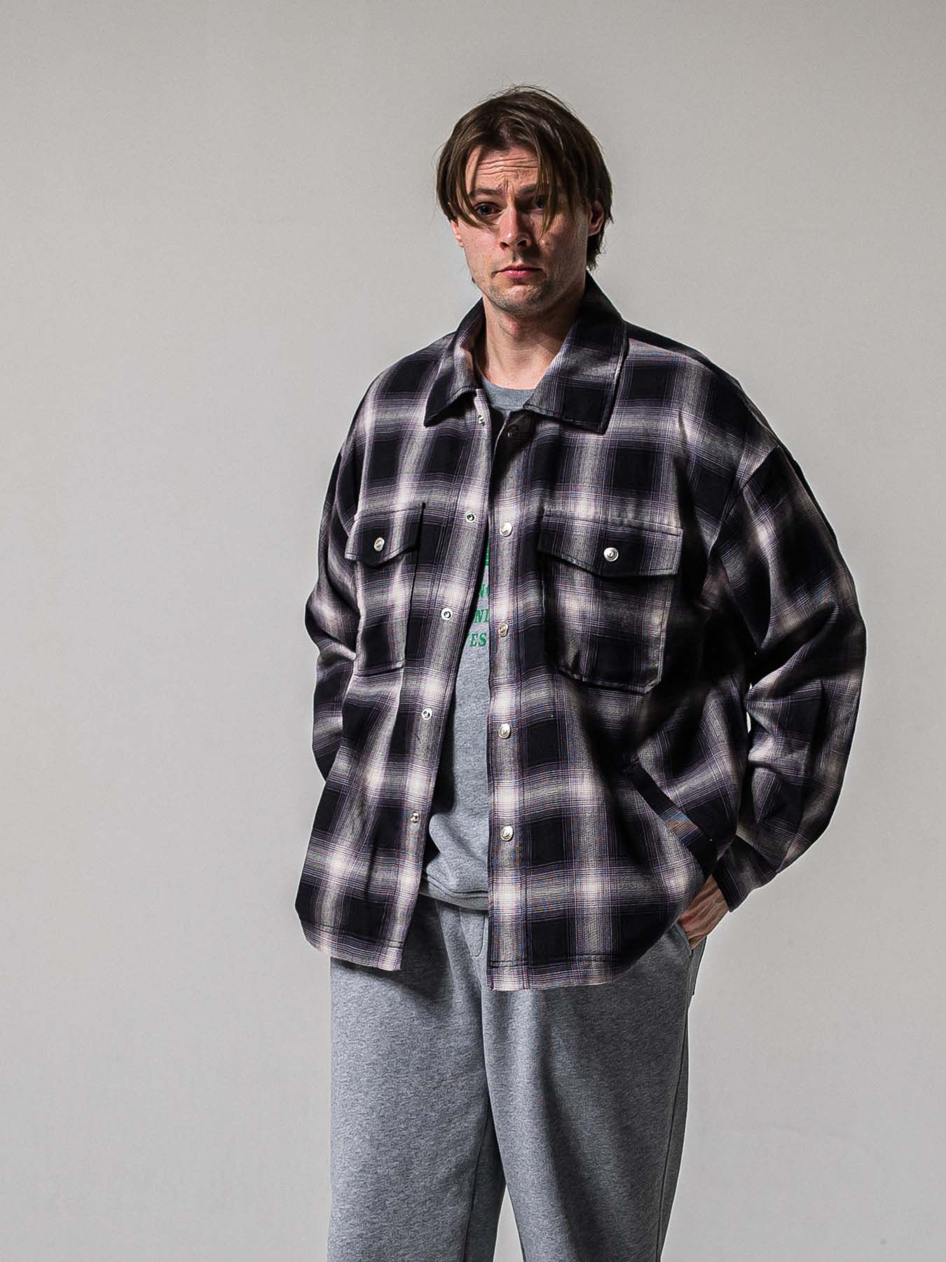 【予約品 11月16日(日) 締切】50s CHECK JK / オンブレチェック シャツジャケット / ブラック