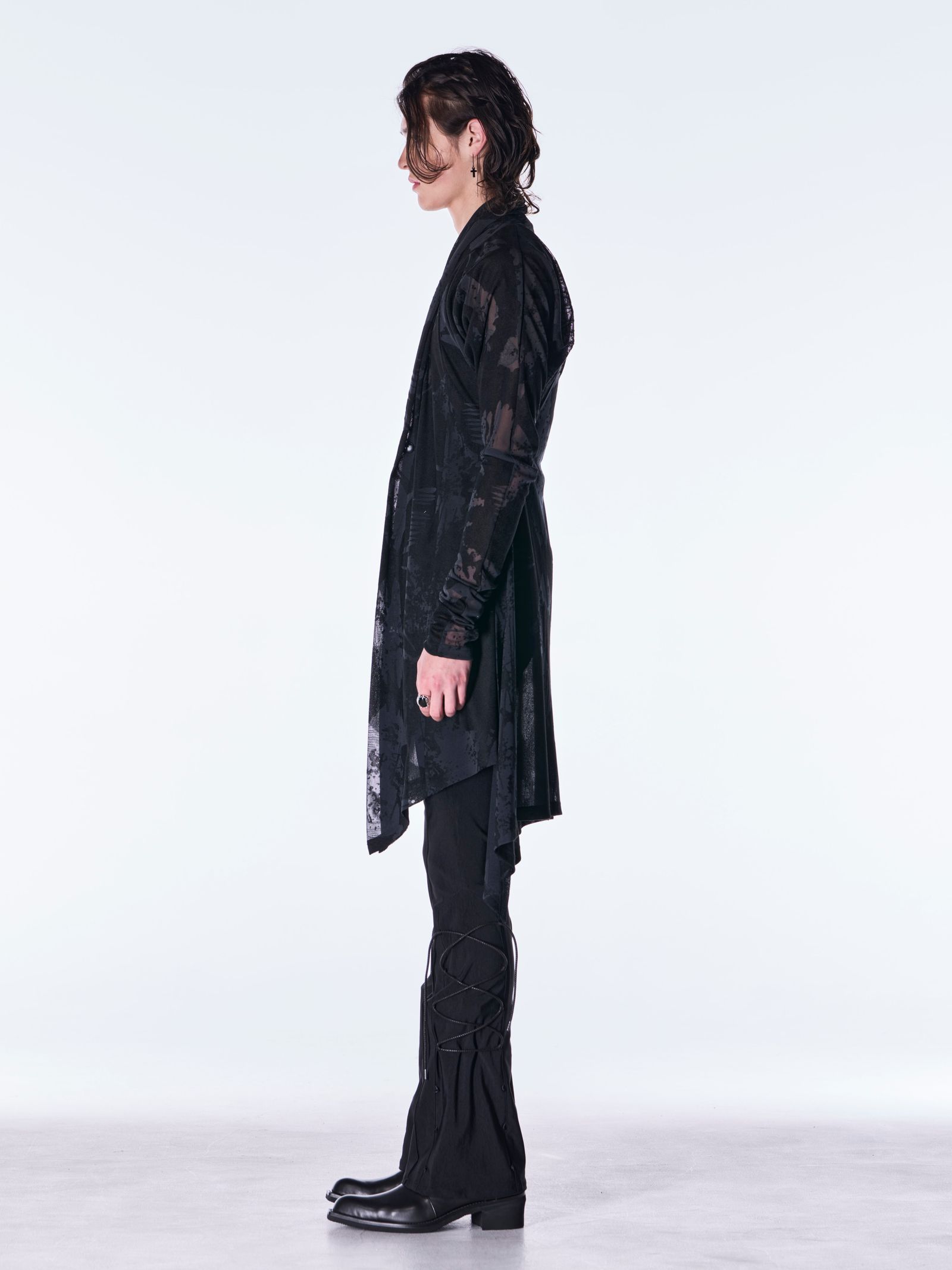 【予約品 6月29日(月) 締切】Opal Mesh Flare Cardigan / オパールメッシュ フレアカーディガン / ブラック