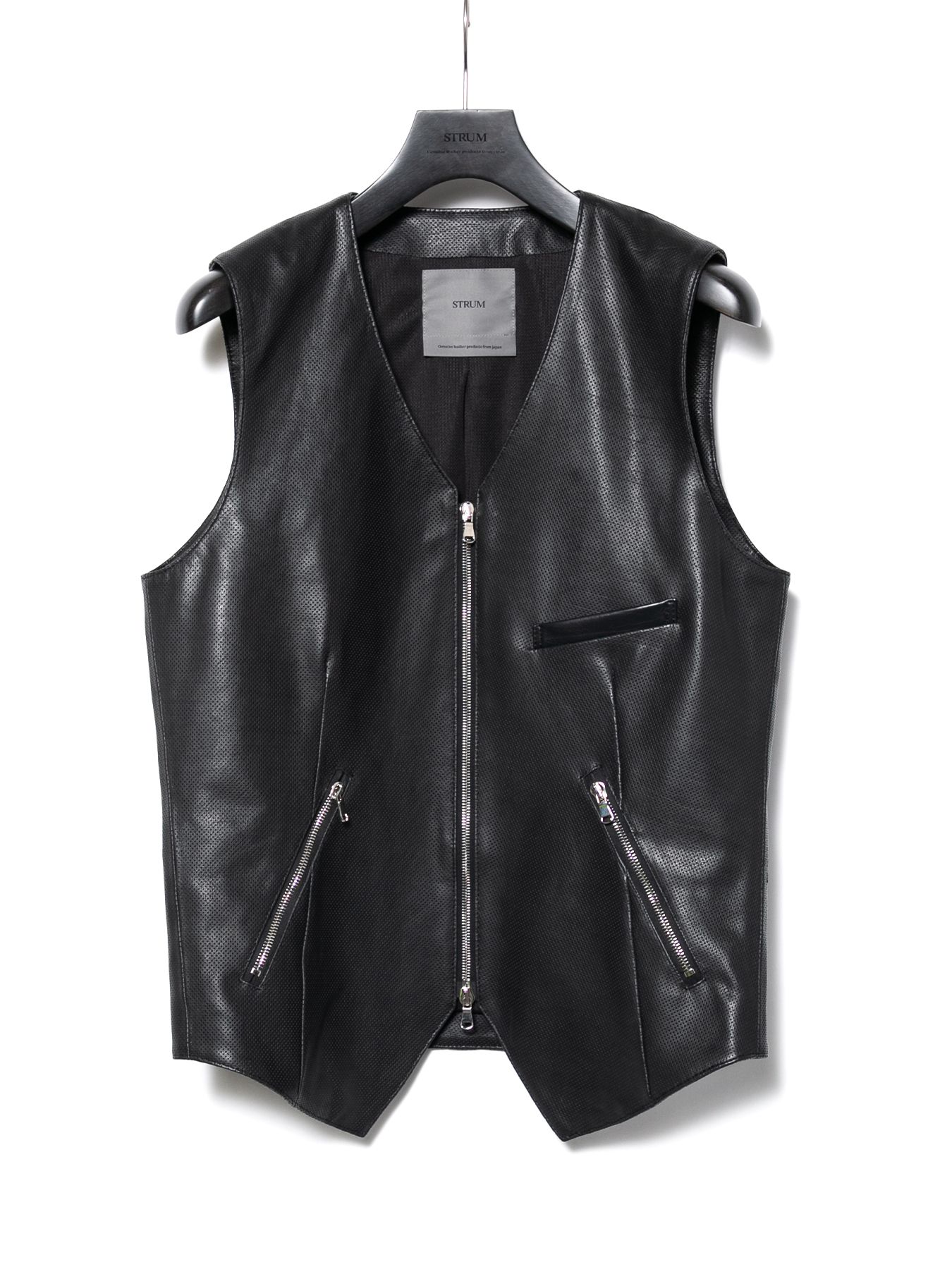 【予約品 10月12日(日) 締切】Hole-Punched Oil Calfskin Zipup Vest / パンチング オイルカーフ ジップアップベスト / BENNY