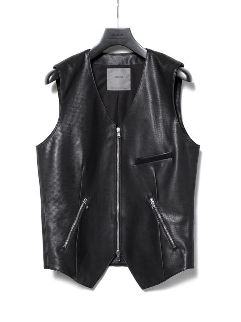 【予約品 10月13日(月) 締切】Hole-Punched Oil Calfskin Zipup Vest / パンチング オイルカーフ ジップアップベスト / BENNY