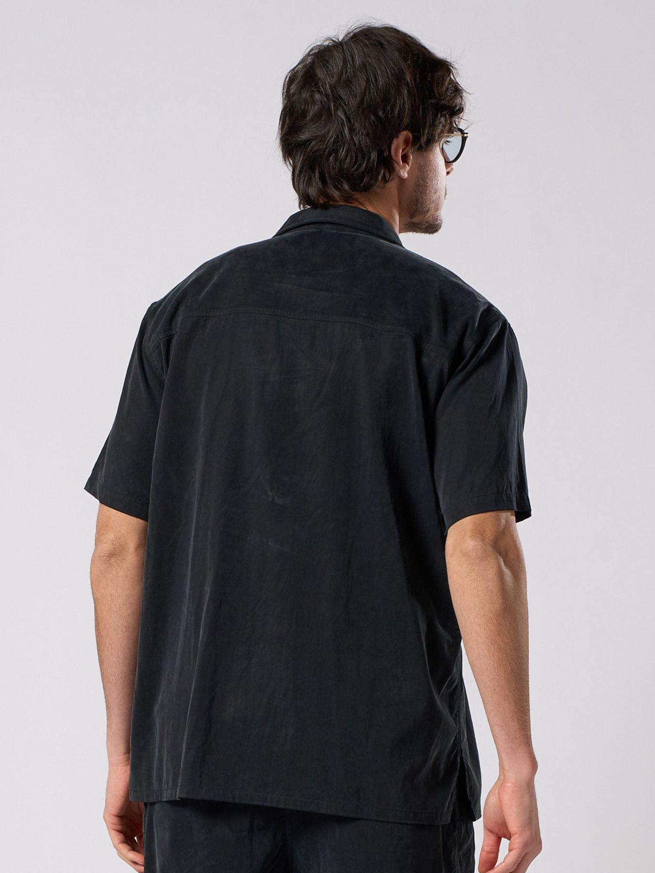 【予約品 1月25日(日) 締切】front-zip shirt H/S / フロントジップ ハーフスリーブシャツ / ブラック