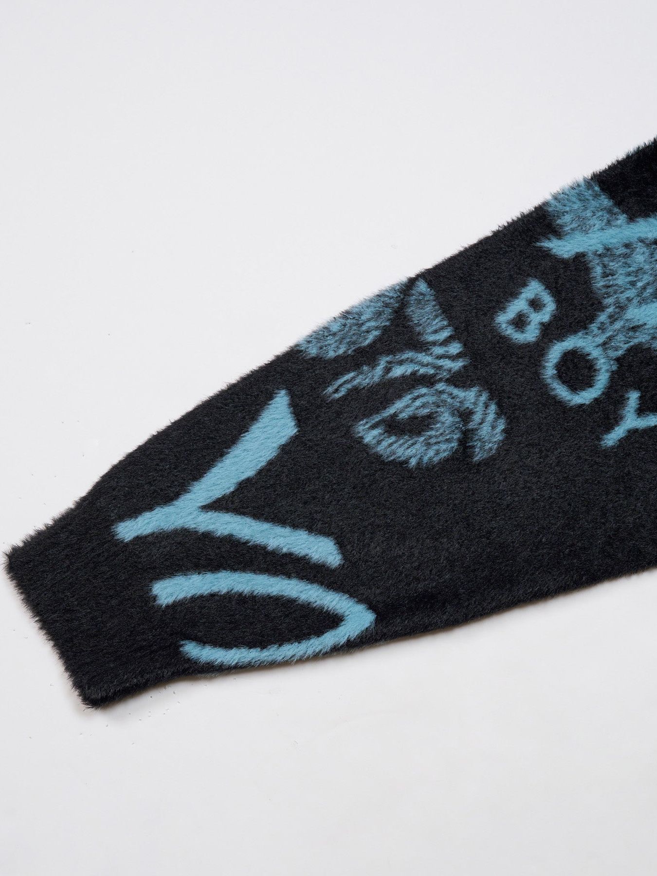 ”LEAVE THE BOY ALONE" SHAGGY JACQUARD KNIT / ジャガードニット / ブラック