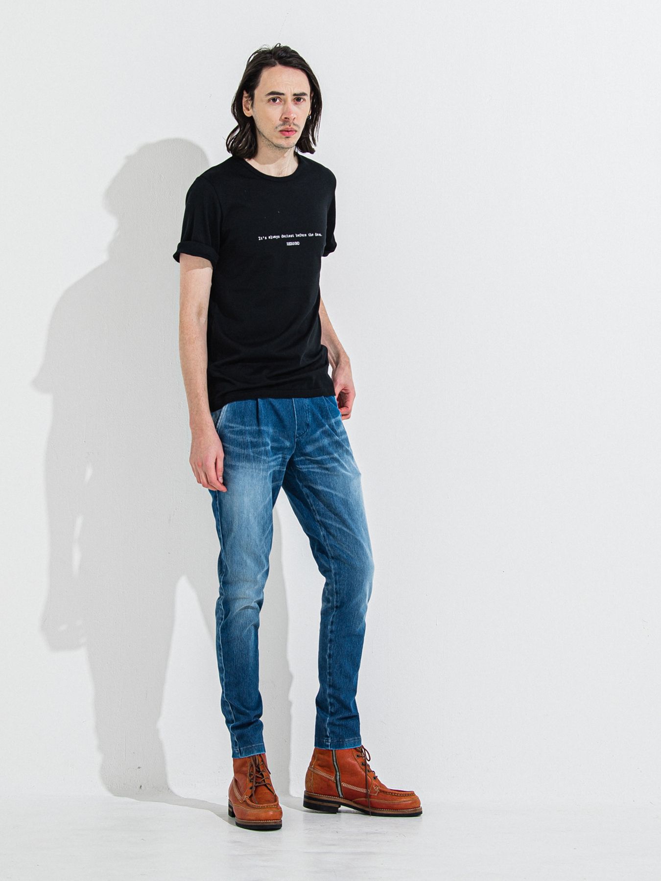 GIZA DAWN ROLL UP TEE / ギザドーンロールアップTシャツ / ブラック