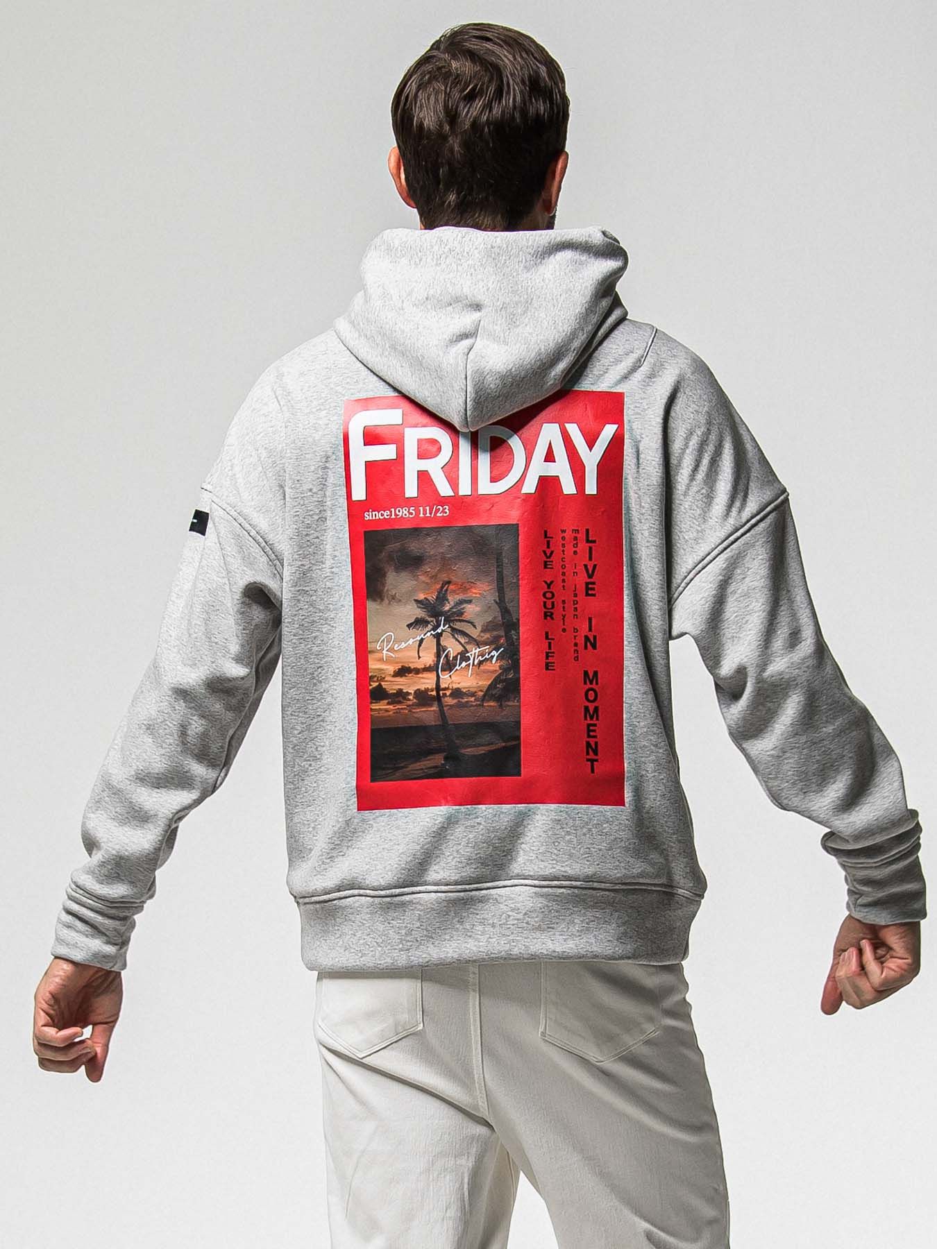 【予約品 8月31日(日) 締切】FRIDAY OLD COVER VEROURS FLEECE HOODIE / FRIDAYコラボ オールドカバー ベロアフリース フーディ / グレー