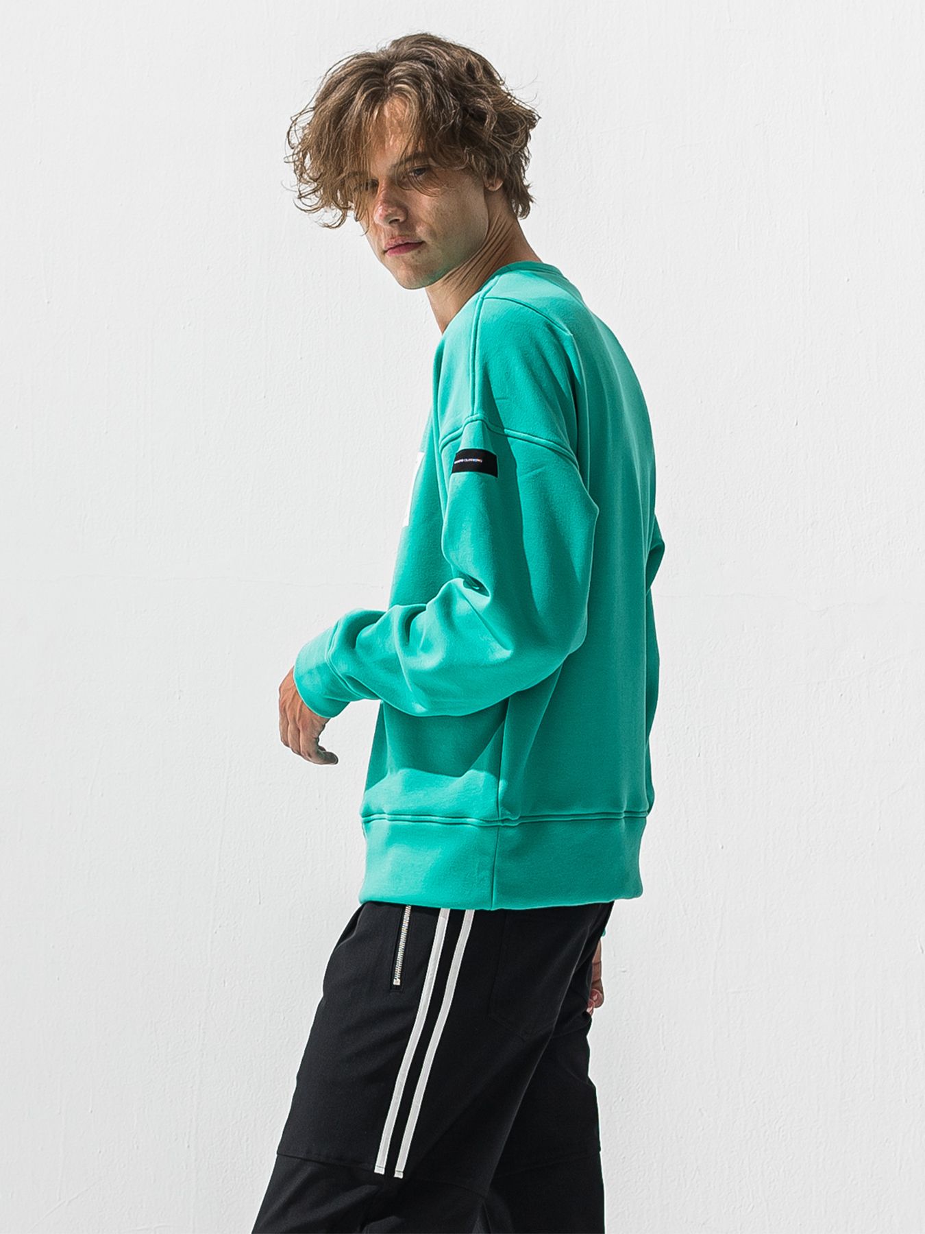 【予約品 9月6日(日) 締切】BOX VELOURS FLEECE DROP TRAINER / ボックスロゴ 裏起毛 ルーズトレーナー / ブルーグリーン