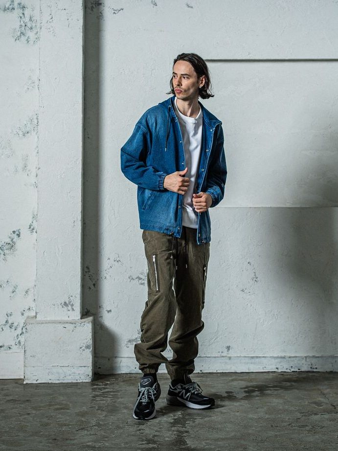 《予約11月17日19時締め》 DENIM JERSEY  coach hoodie / ジャケットパーカー / ダークインディゴ