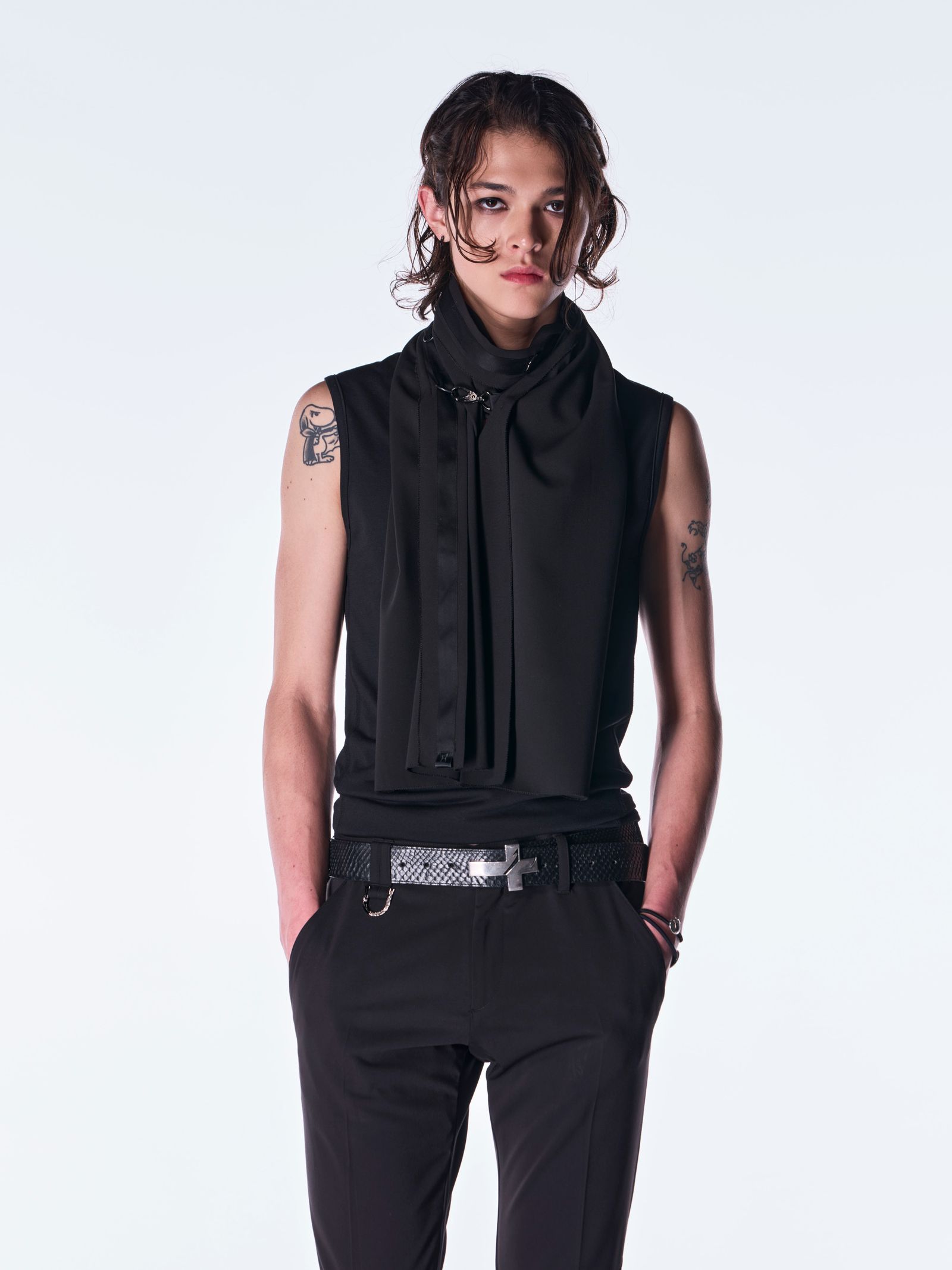 【予約品 6月29日(月) 締切】PE Gabardine Hip Hung Muffler / ヒップハング マフラー / ブラック