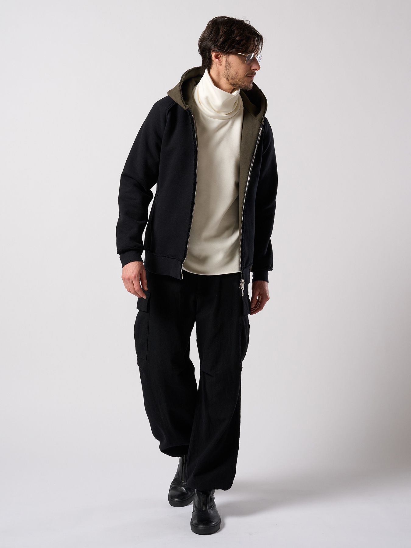 【予約品 4月19日(日) 18時締切】super urake parker / パーカー / ブラック×カーキ