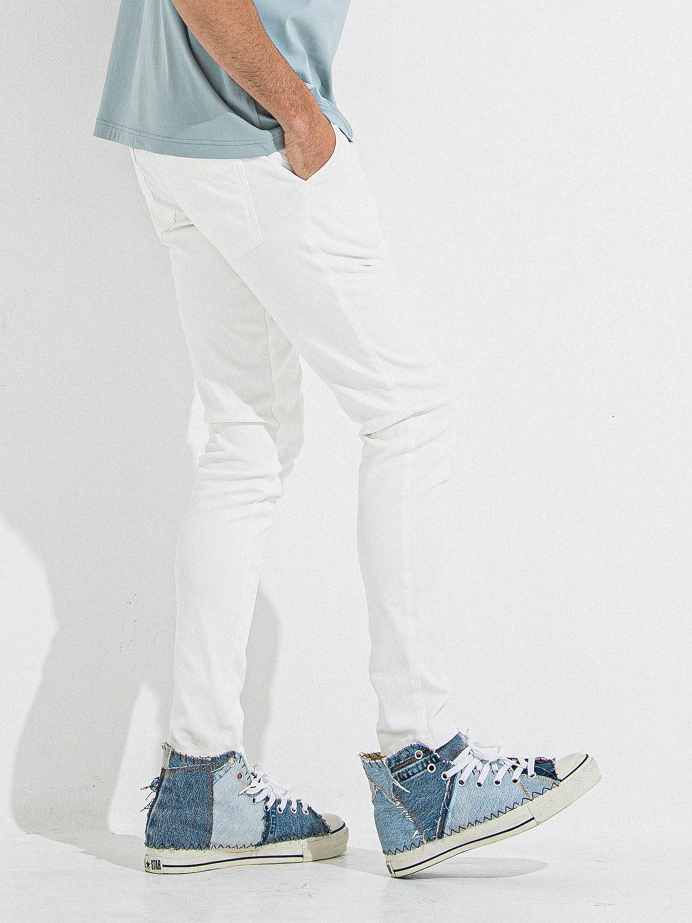 DENIM JERSEY CHRIS EASY TUCK PT / デニムジャージクリスイージータックパンツ / ホワイト