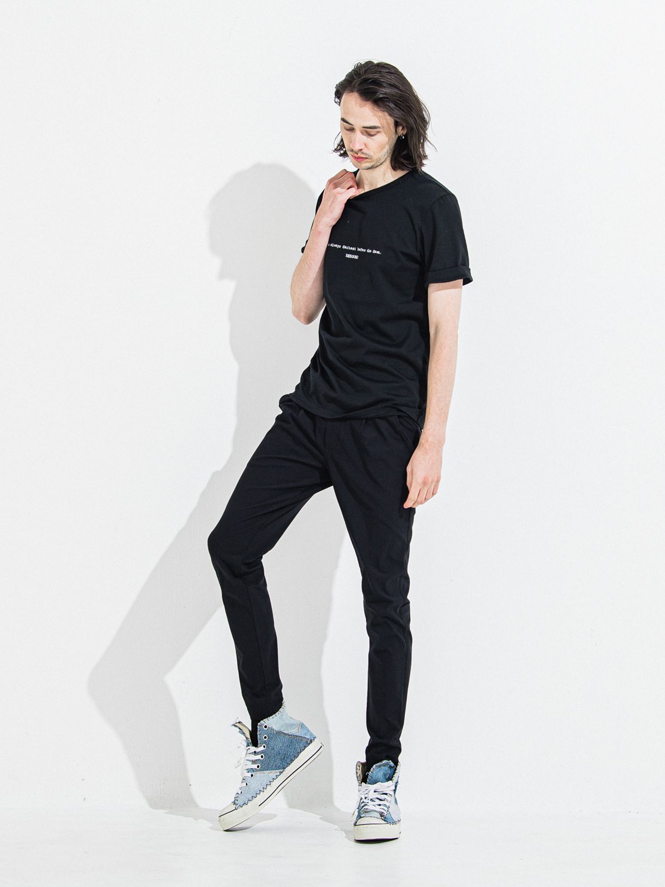 GIZA DAWN ROLL UP TEE / ギザドーンロールアップTシャツ / ブラック