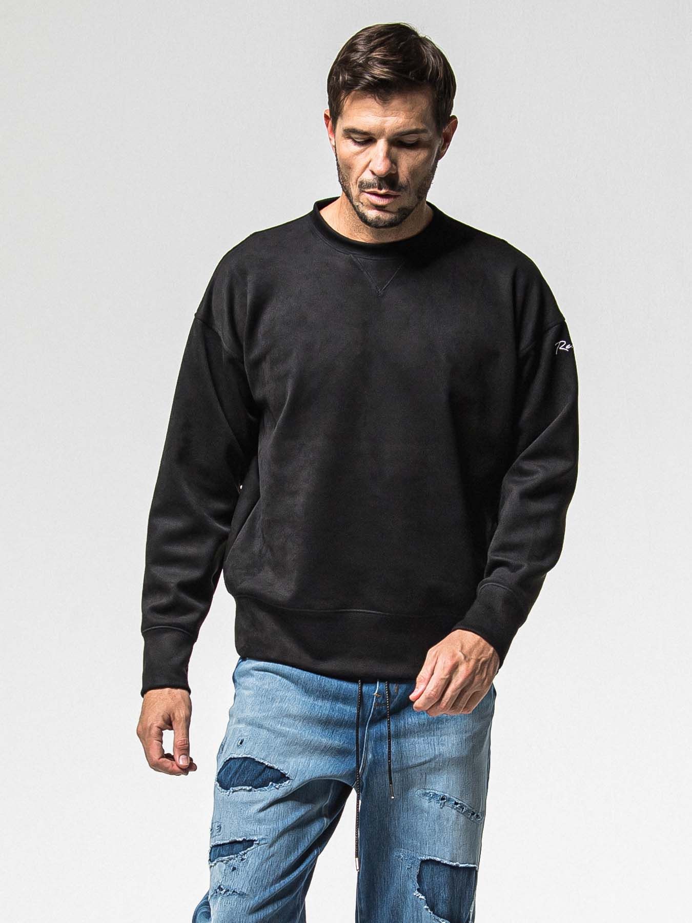 【予約品 8月31日(日) 締切】SUEDE DROP TRAINER / スウェード ドロップショルダートレーナー / ブラック
