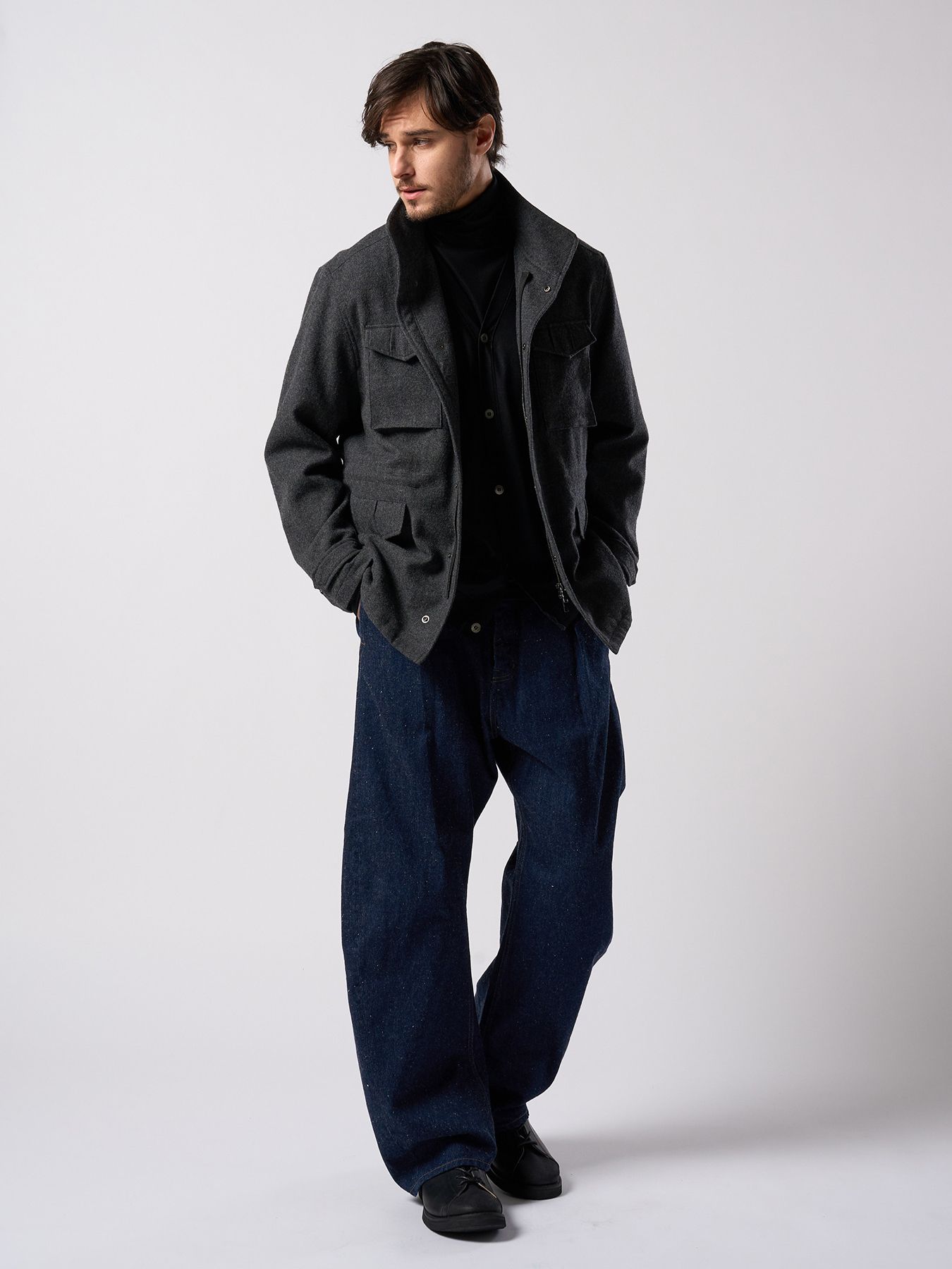 【予約品 4月19日(日) 18時締切】milled wool field jacket / ミルドウール フィールドジャケット / チャコール