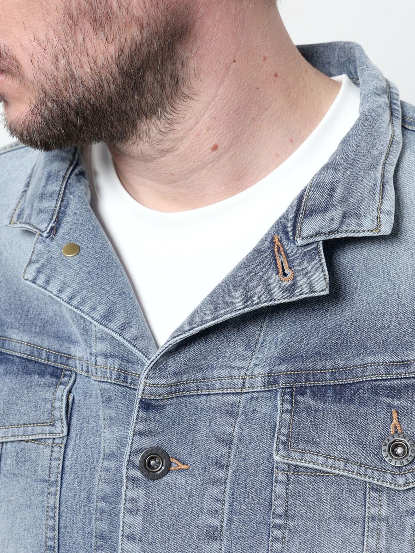 ライトオンスストレッチデニム7分袖Gジャン / ブルー【HIDEAWAYS NICOLE】