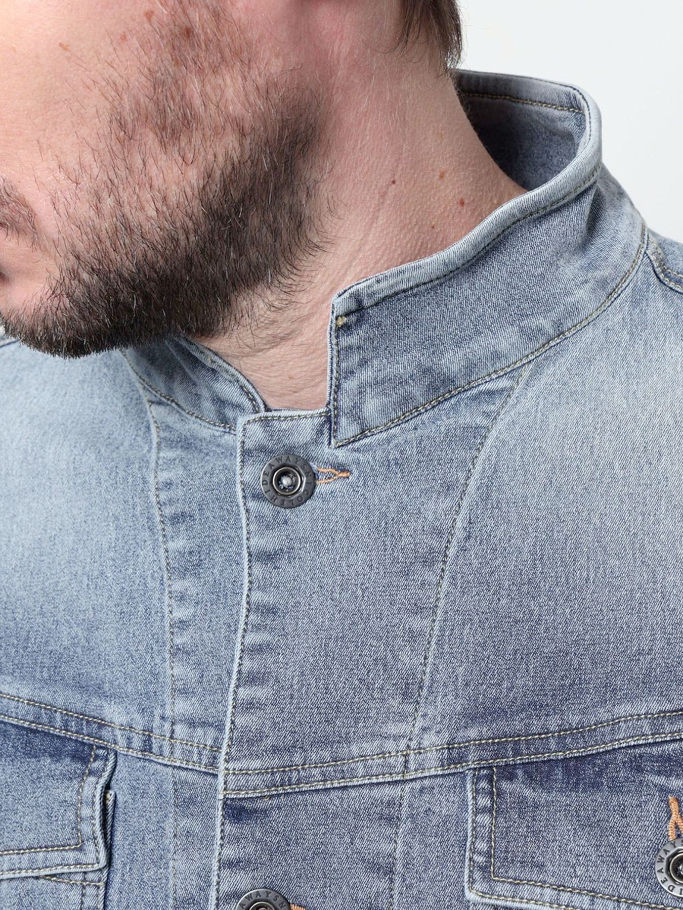 ライトオンスストレッチデニム7分袖Gジャン / ブルー【HIDEAWAYS NICOLE】