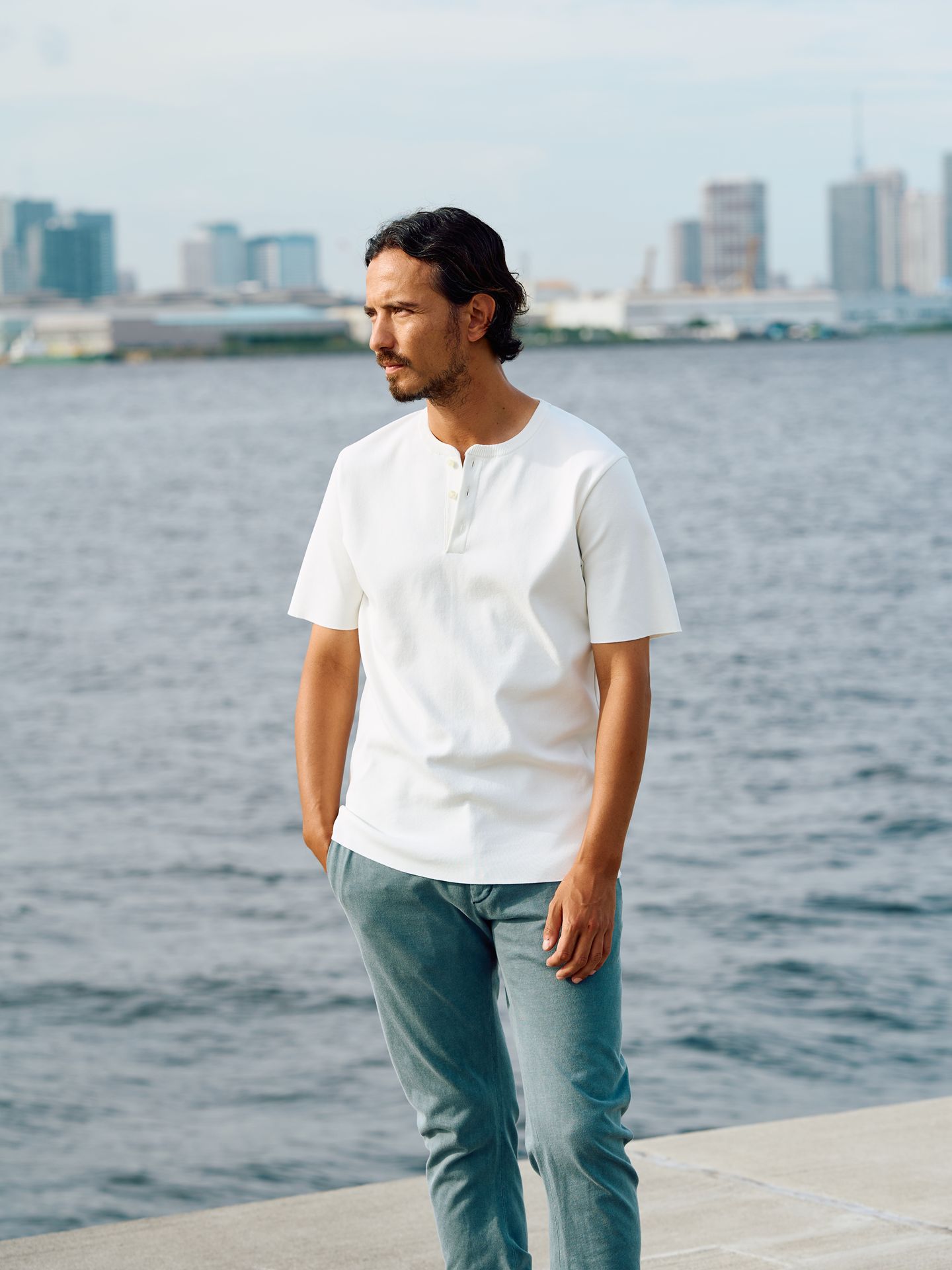 【予約品9月19日 10時締め】 ct surf henley S/S / ニットソー / ホワイト