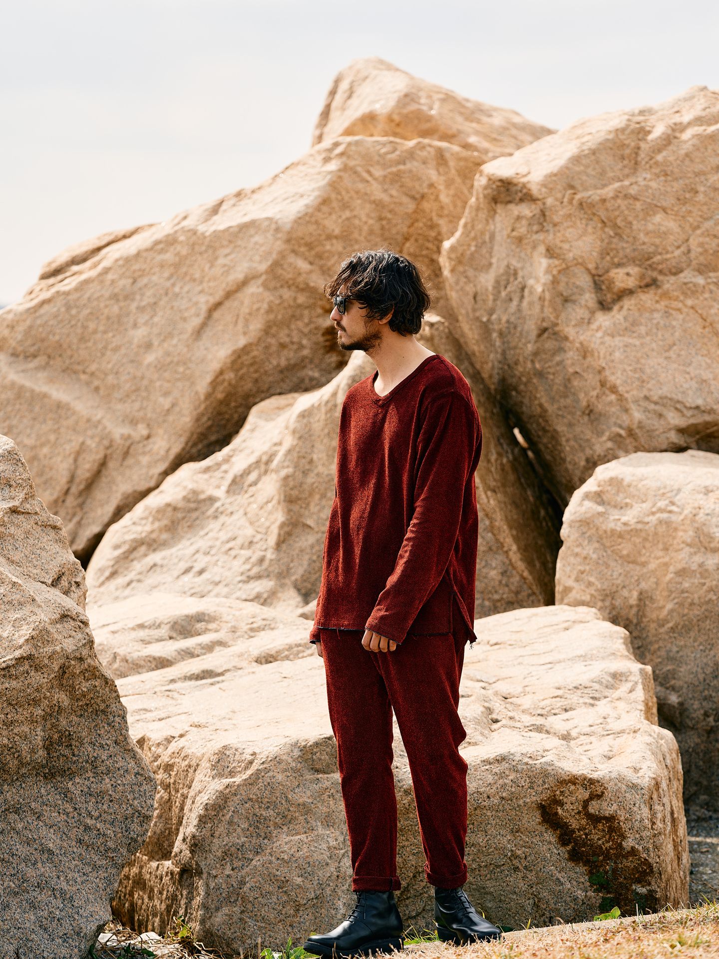 【予約品】 V-neck pullover shirt / Vネックプルオーバー / レッド