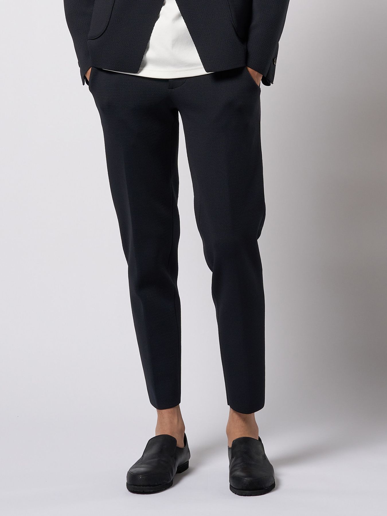 【予約品 9月23日(火) 締切】function knit easy slacks (jacquard check) / ファンクションニットイージースラックス (ジャガードチェック) / ブラックチェック
