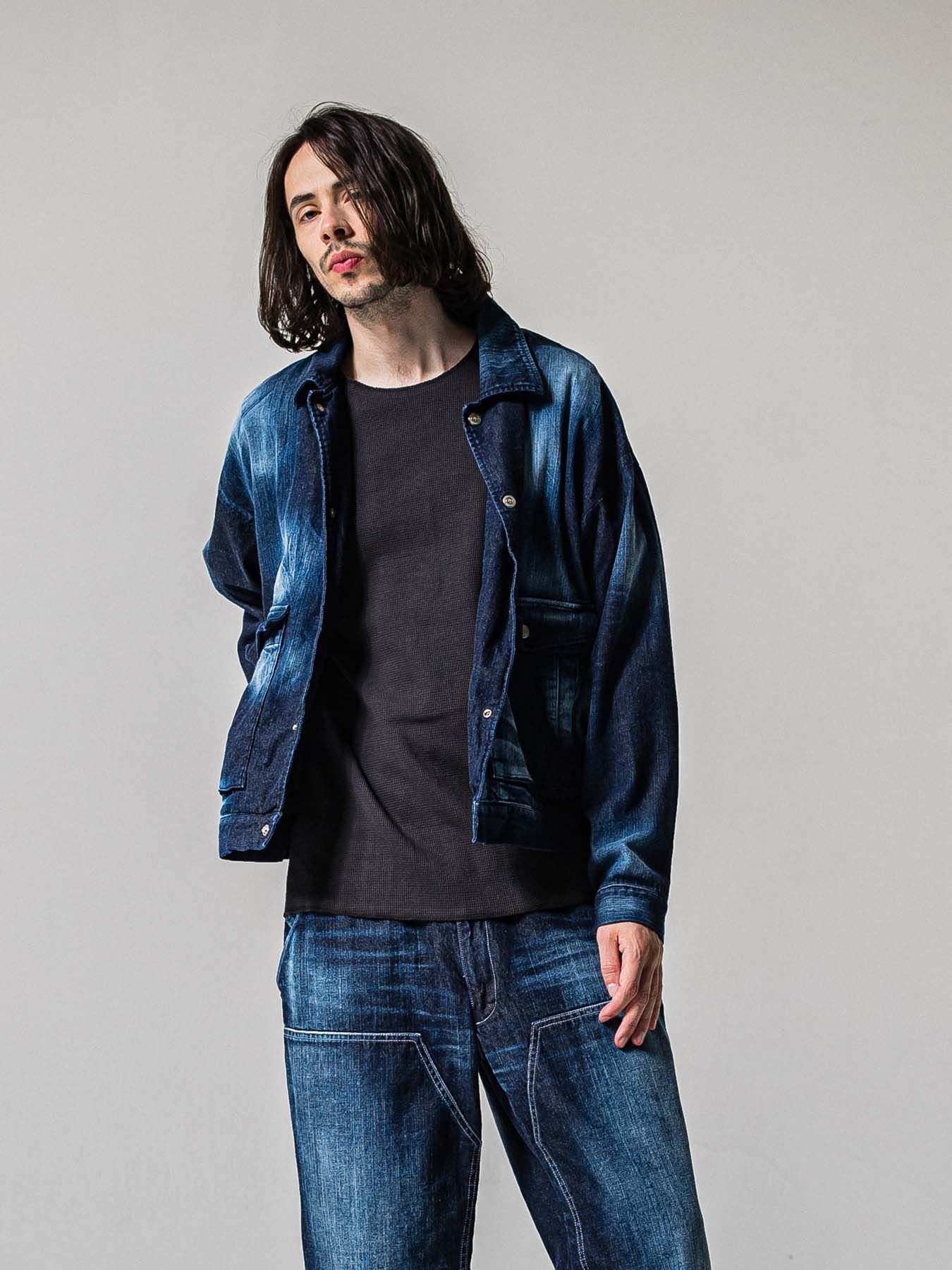 【予約品 11月16日(日) 締切】LDENIM AG FLIGHT JK / ライトデニム ミリタリージャケット / インディゴユーズド