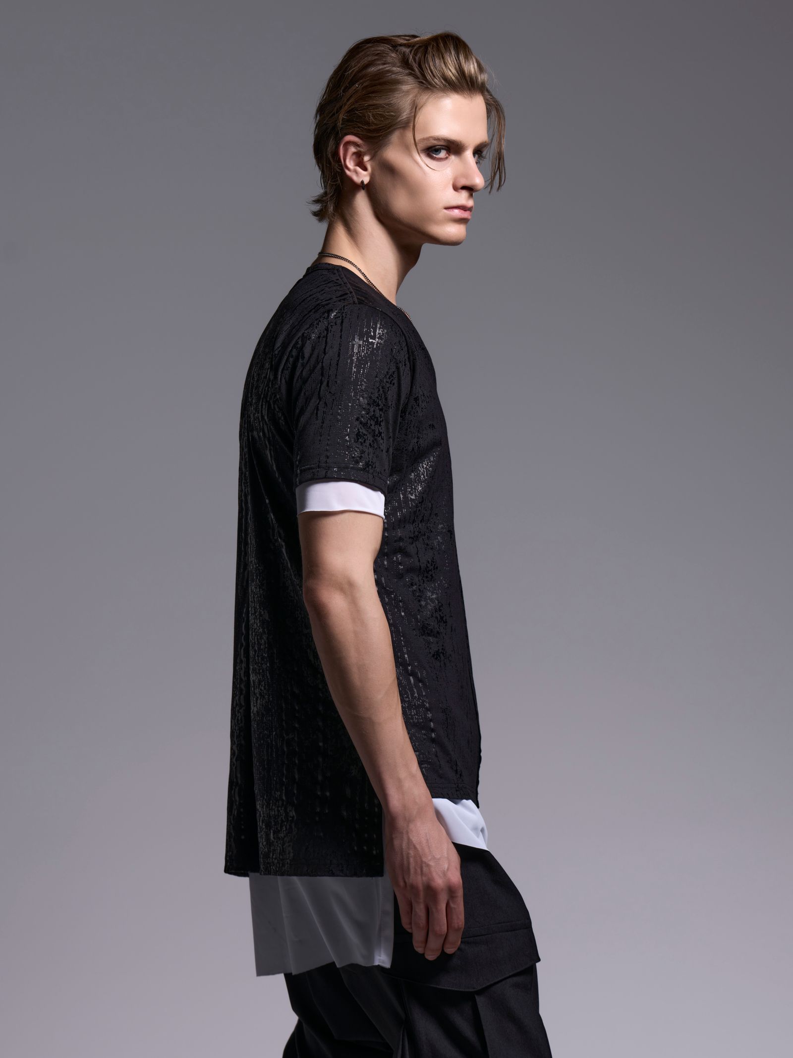 【予約品 1月4日(日) 締切】Layered-T / ドレイヤードTシャツ / ブラック