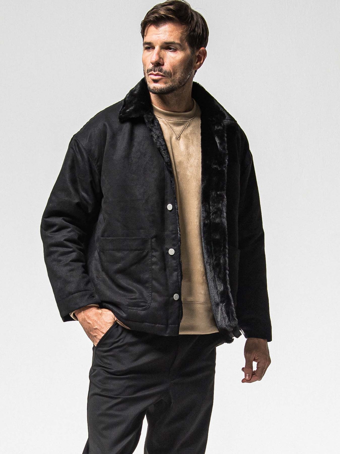 【予約品 】SUEDE FUR CAVER ALL / スウェードファーカバーオール / ブラック