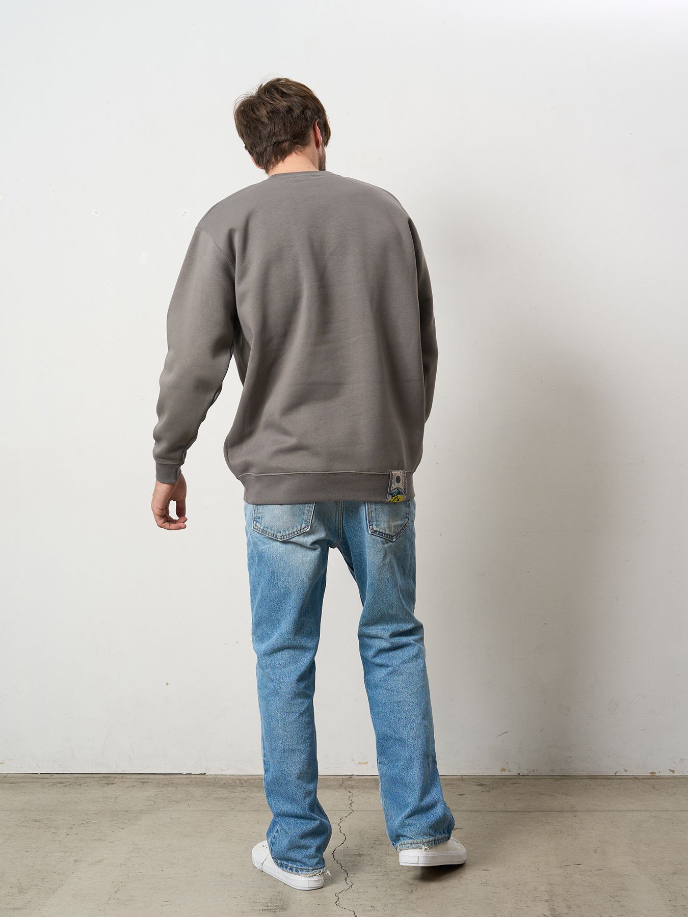 【予約品 5月8日(木) AM10時 締切】 TC裏毛起毛 YOU GOT THIS マルチパッチワークスウェットシャツ / チャコールグレー