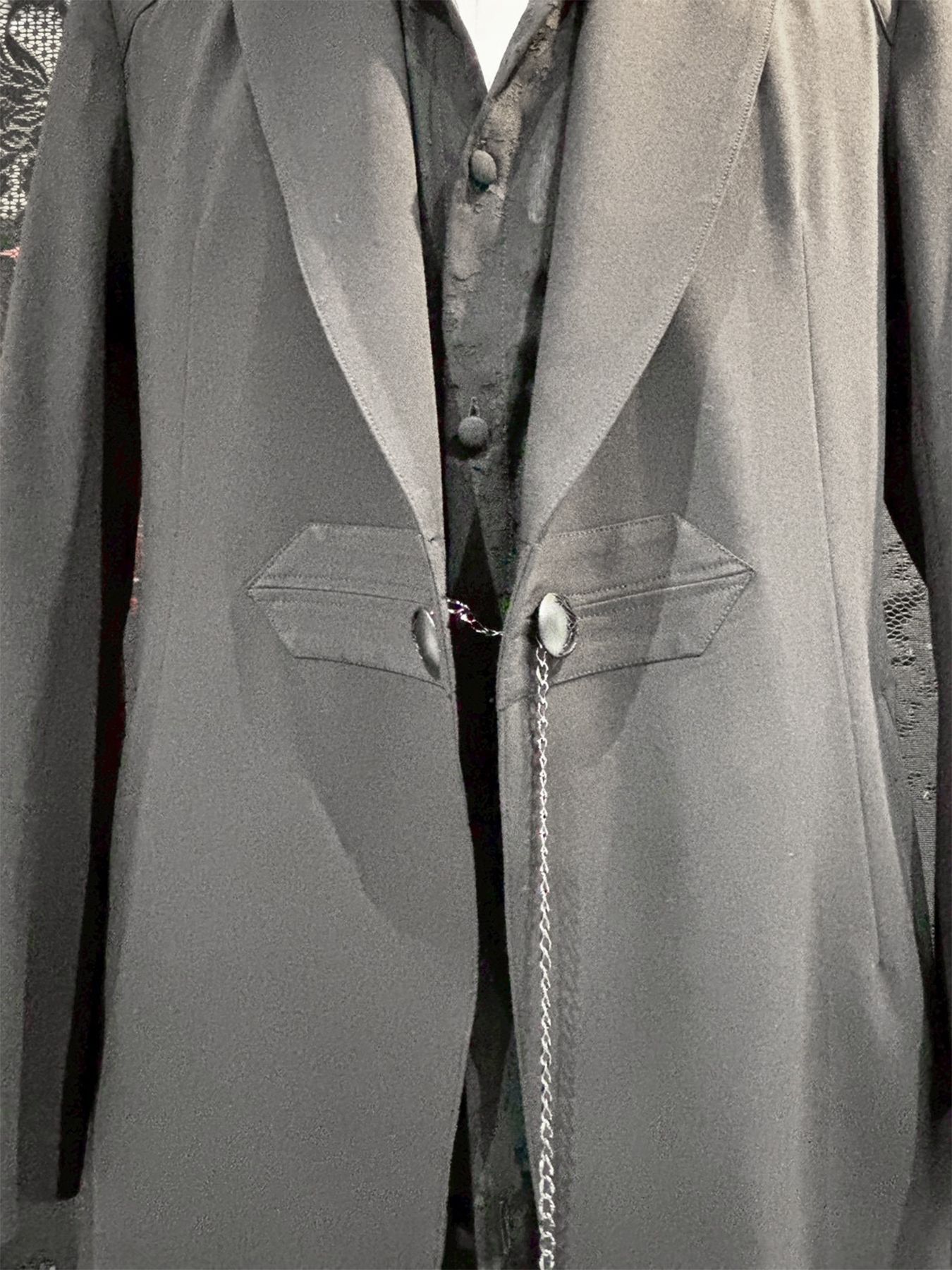 【予約品 1月4日(日) 締切】Goth Flare Jacket / ゴスフレアジャケット チェーン付きボタン / ブラック