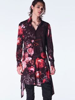 【予約品 6月29日(月) 締切】Goth Flora Flare Shirt / フレアシャツ / ブラック