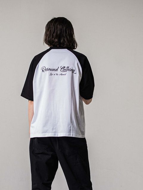 【予約品 】BACK RC RAGLAN OVER TEE / バックロゴ ラグランスリーブ オーバーTシャツ / ホワイト×ブラック
