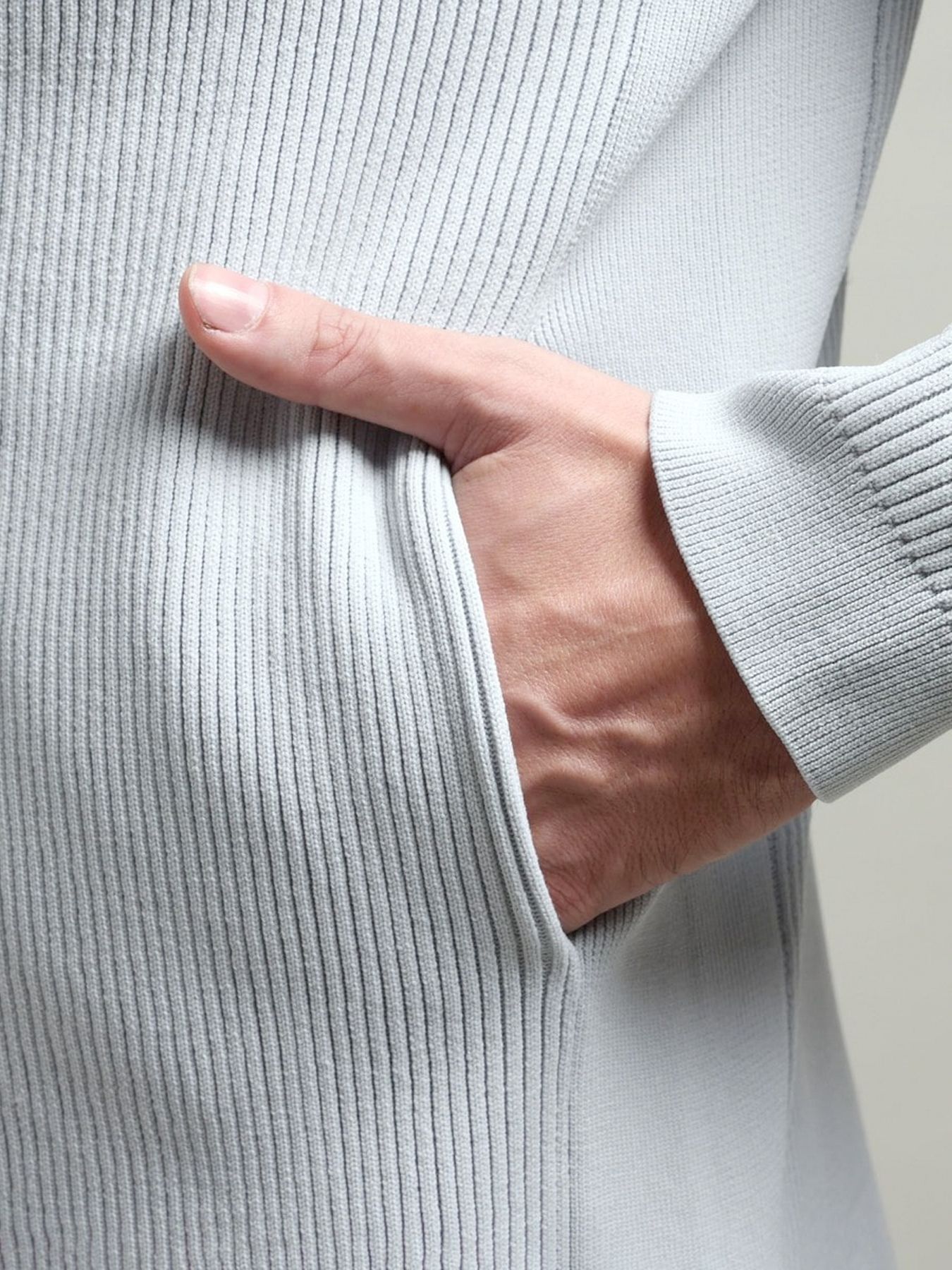 フルジップスタンドニットブルゾン / ライトグレー 【HIDEAWAYS BLACK】