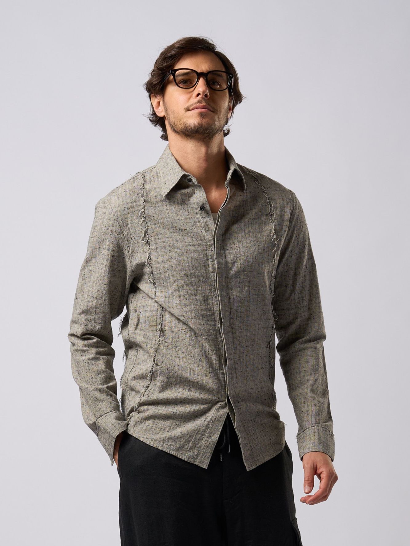 【予約品9月19日 10時締め】 switching texture shirt / シャツ / ナチュラル