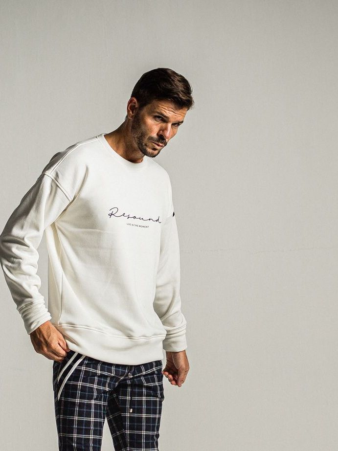 《予約9月1日18時締め》 handwriting rogo  velours fleece drop trainer  / ルーズトレーナー / ホワイト