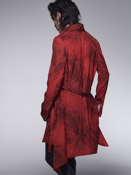 《予約品》 FlareLongShirt / フレアーロングシャツプリント / レッド 【kiryuyrik】 10月中旬以降入荷予定