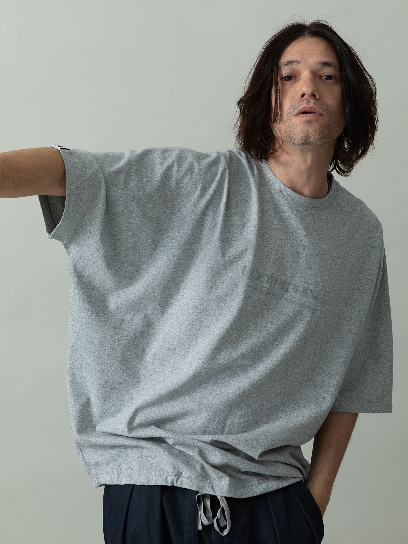 【予約品 2月1日(日) 締切】KITE TEE frocky / フロッキープリント ニットT / 杢グレー