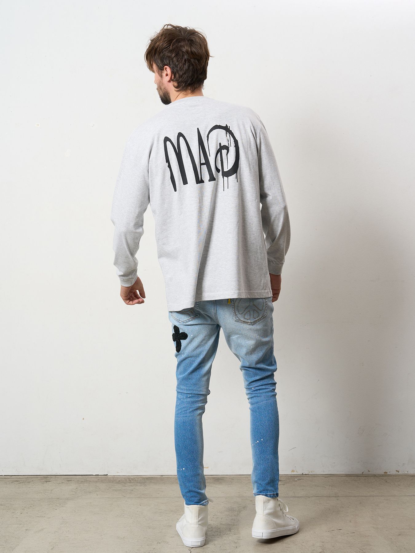 【予約品 5月8日(木) AM10時 締切】 5.6ozコットン天竺 80S QUEEN シークインLS Tシャツ / アッシュ