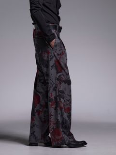 【予約品 1月4日(日) 締切】Wide Slacks / ワイドスラックス / グレーフローラ