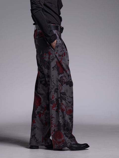 【予約品 1月4日(日) 締切】Wide Slacks / ワイドスラックス / グレーフローラ