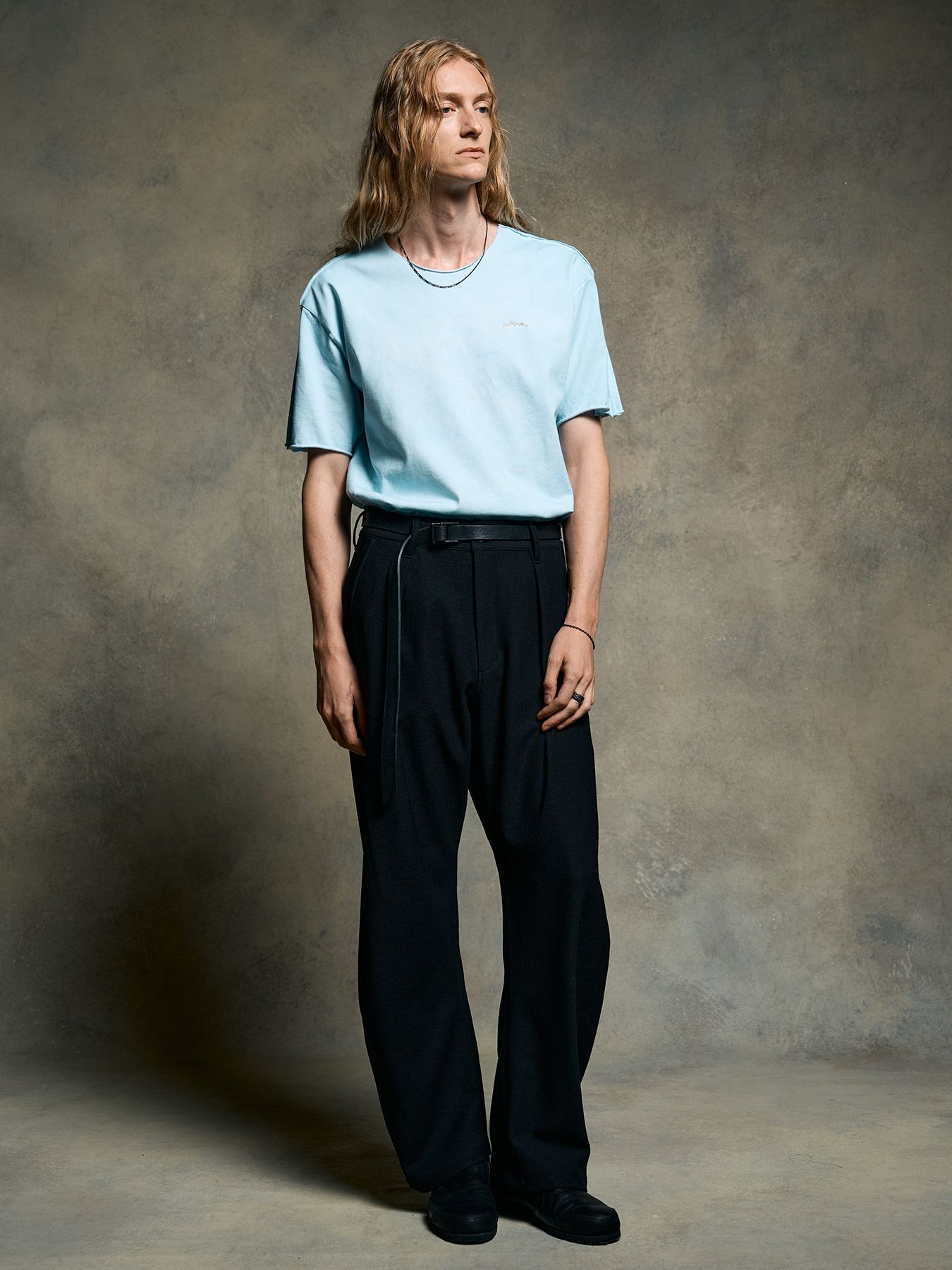 【予約品 9月23日(火) 締切】tight jersey cut-off S/S / タイトジャージ カットオフ ショートスリーブ / アイスブルー