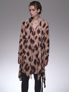StoalFlareShirt /レオパード ストール付きフレアシャツ / ブラック＆ベージュ