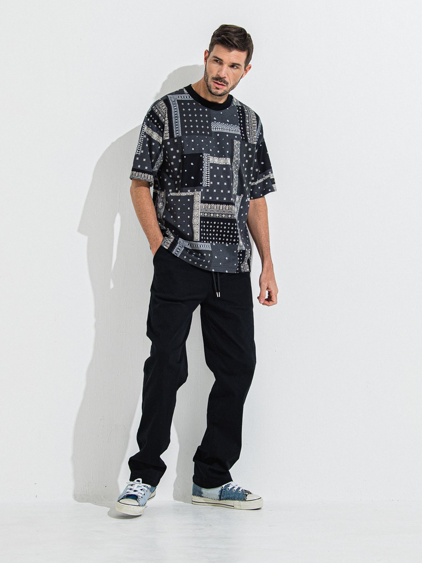 BANDANA OVER TEE / バンダナオーバーサイズTシャツ / ブラック