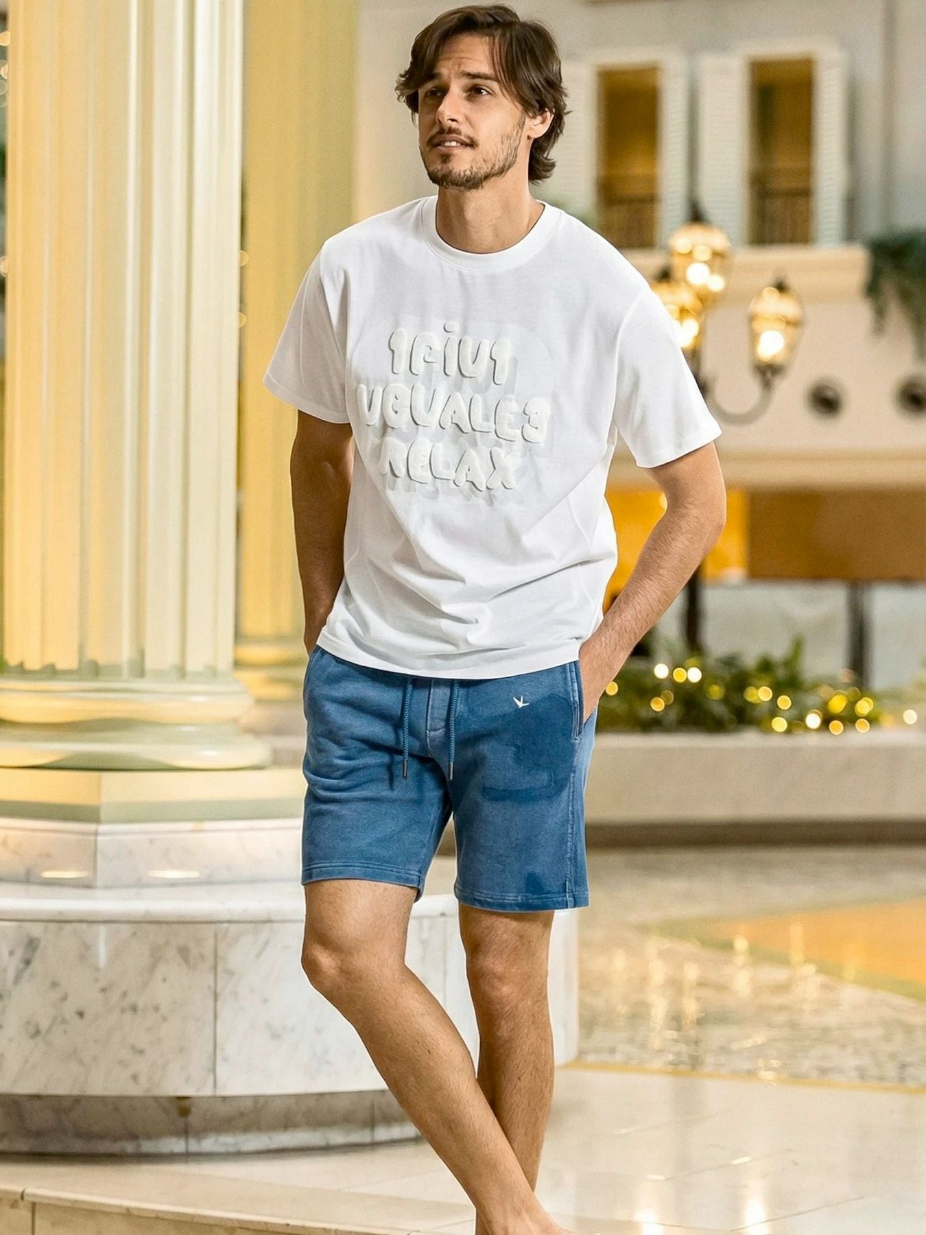 カモ柄ジョグデニムショーツ / インディゴ