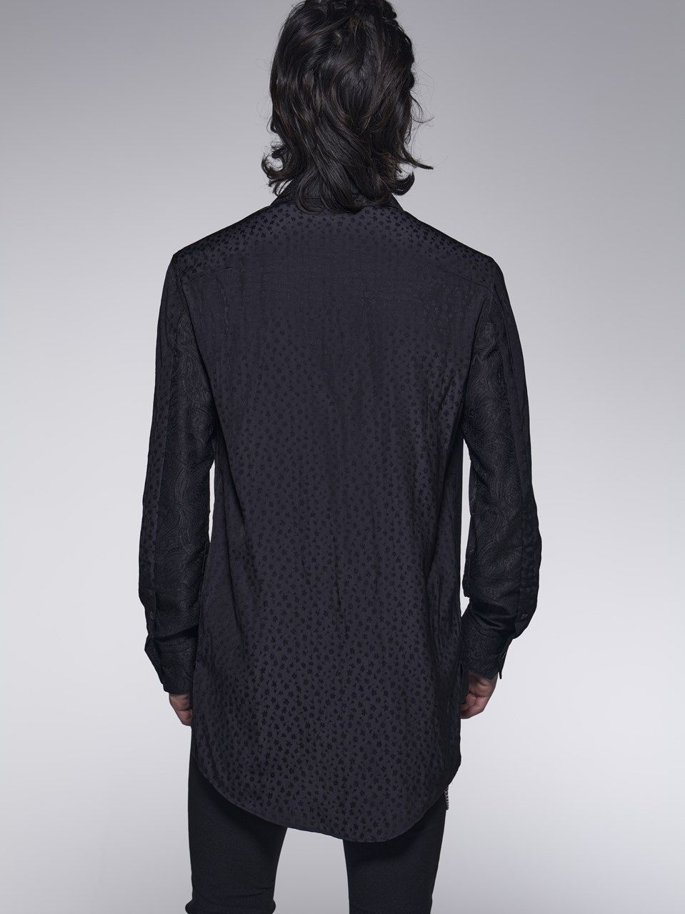 《予約品》 StoalFlareShirt / アスコットタイ付き切り替えシャツ / ブラック 【kiryuyrik】 8月以降入荷予定