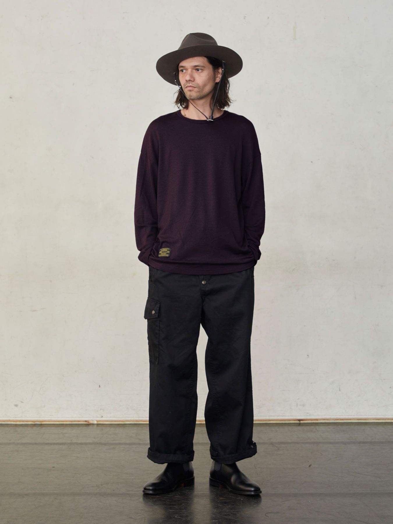【予約品】 WASHABLE WOOL TEE / ウールTシャツ / チャコール
