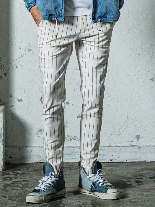 《予約11月17日19時締め》 CHRIS EASY  PANTS / イージーパンツ / ホワイト・ストライプ